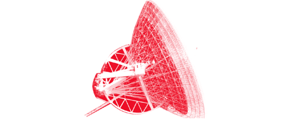 ein roter Satellitenschirm