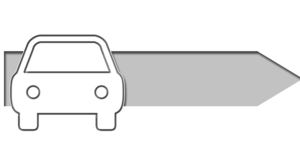 Grafik Auto mit Pfeil nach rechts