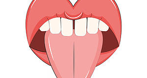 Illustration: Mund mit ausgestreckter Zunge 