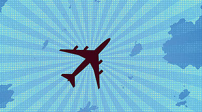 Flugzeug mit blauem Hintergrund